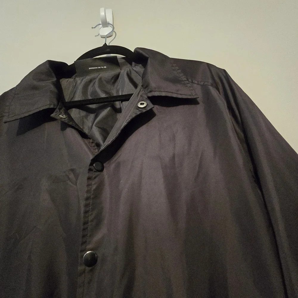 XO Coach Windbreaker Jacket Womens MED Black Blank Plain Snap Grunge Streetwear